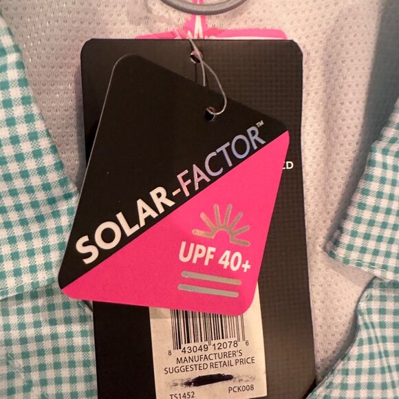 HABIT OUTDOORS WOMENS MEDIUM TURQUOISE PLAID MEDIUM BUTTON SHIRT NEW - Picture 9 of 13